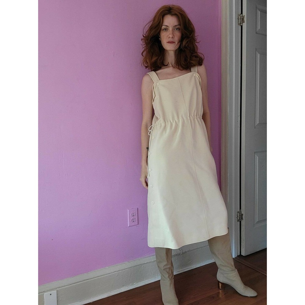 Courreges Tie Cinch Waist Jumper Dress. 1970's